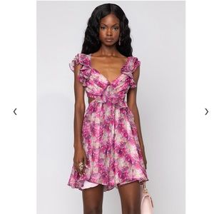 AKIRA SWEET BABY FLORAL MINI DRESS WITH CUTOUTS